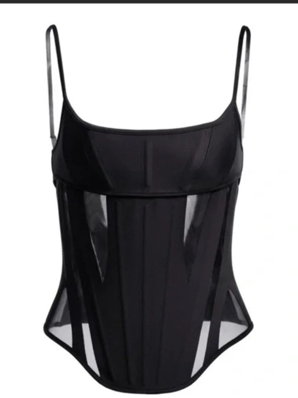 Rare Mugler H&M Mesh-Paneled Sexy Black Corset Top Size S